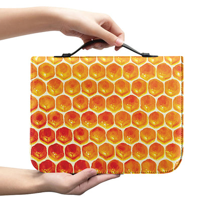 Honey Bee Hive Print Leather Bible Cover
