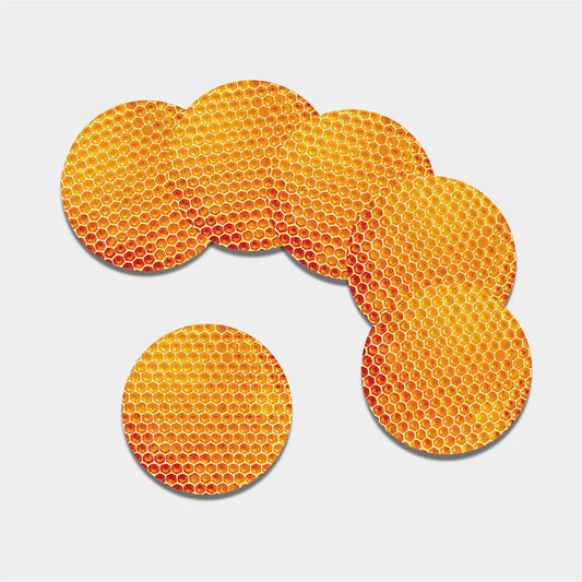 Honey Bee Hive Print Leather Coaster Set