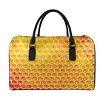 Honey Bee Hive Print Leather Duffle Bag
