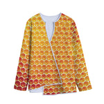 Honey Bee Hive Print Long Sleeve Short Coat