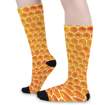 Honey Bee Hive Print Long Socks