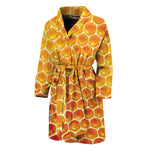 Honey Bee Hive Print Men's Bathrobe