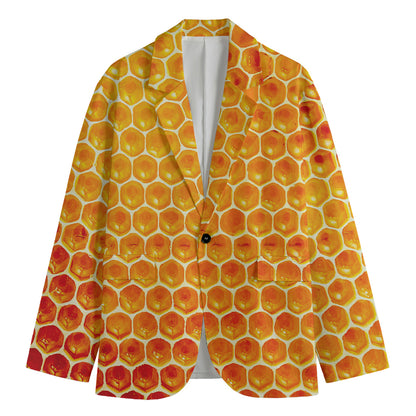 Honey Bee Hive Print Men's Blazer