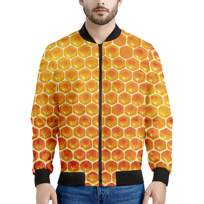 Honey Bee Hive Print Men's Bomber Jacket