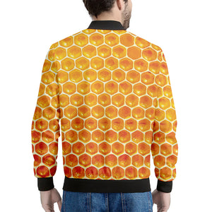 Honey Bee Hive Print Men's Bomber Jacket