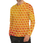 Honey Bee Hive Print Men's Long Sleeve Rash Guard