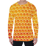 Honey Bee Hive Print Men's Long Sleeve T-Shirt