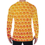 Honey Bee Hive Print Men's Long Sleeve T-Shirt