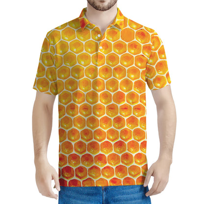 Honey Bee Hive Print Men's Polo Shirt