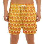Honey Bee Hive Print Men's Split Running Shorts