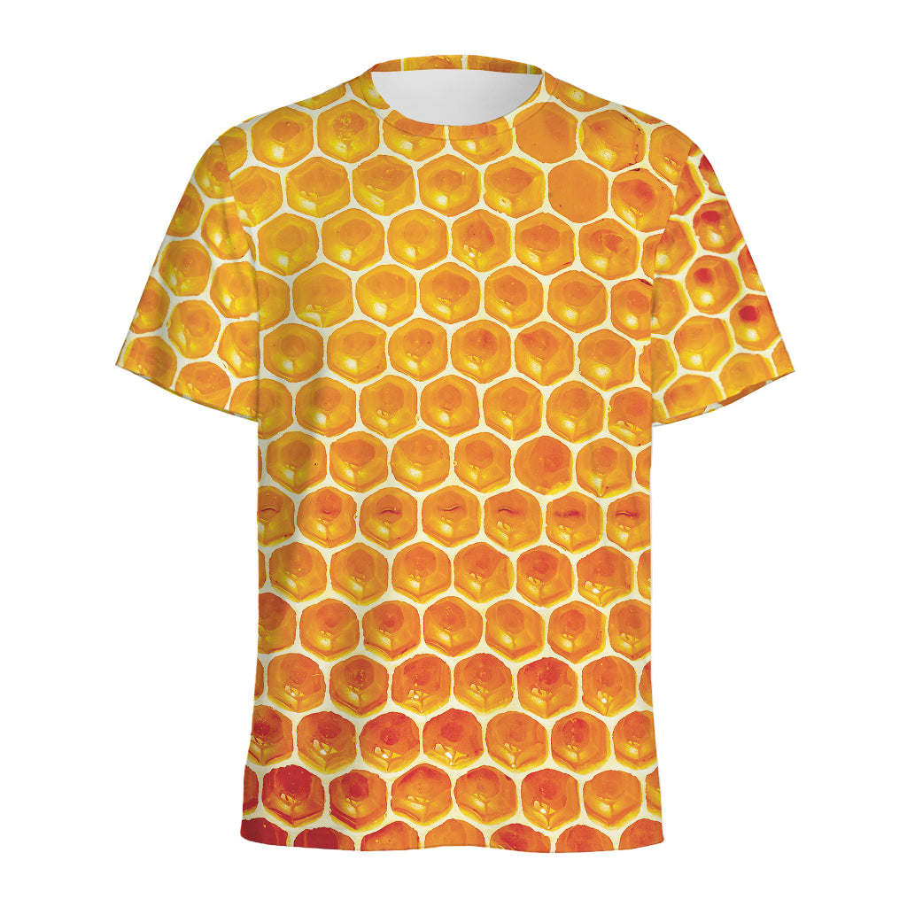Honey Bee Hive Print Men's Sports T-Shirt