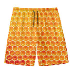 Honey Bee Hive Print Men's Swim Trunks