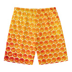 Honey Bee Hive Print Men's Swim Trunks