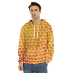 Honey Bee Hive Print Men's Velvet Pullover Hoodie