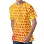 Honey Bee Hive Print Men's Velvet T-Shirt
