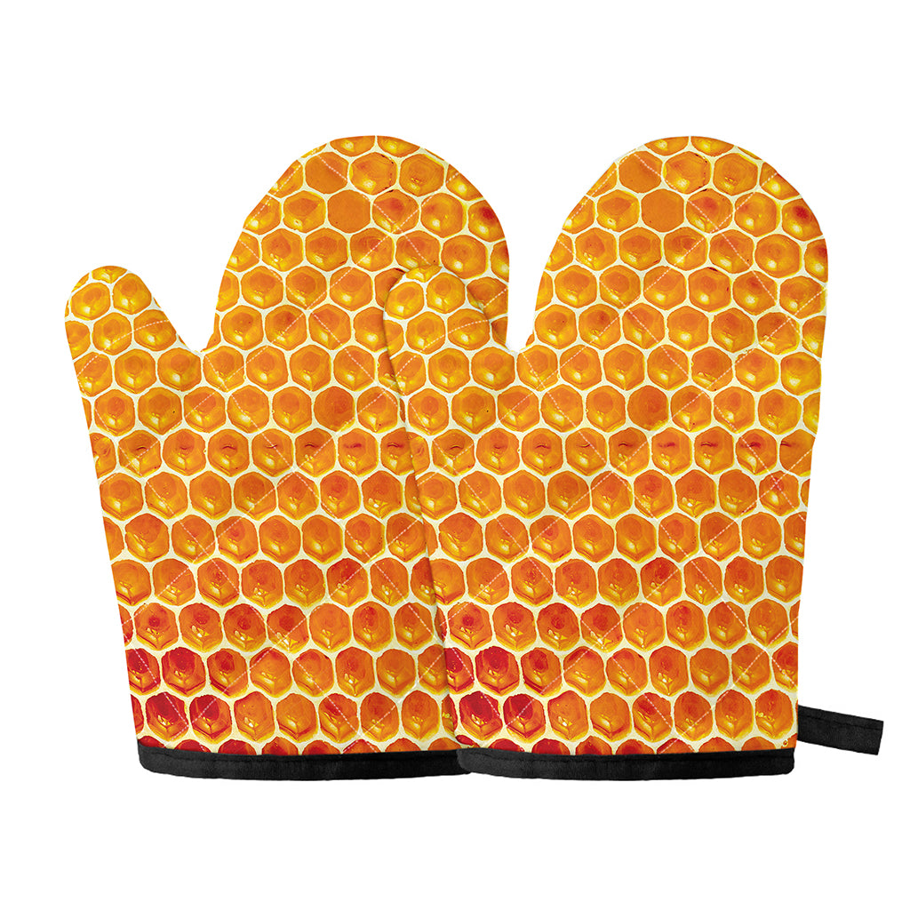 Honey Bee Hive Print Oven Mitts