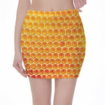 Honey Bee Hive Print Pencil Mini Skirt