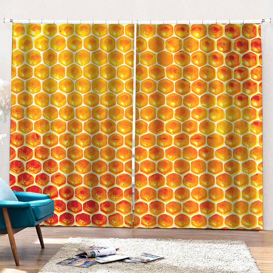 Honey Bee Hive Print Pencil Pleat Curtains