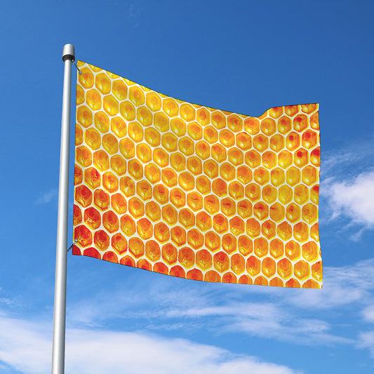 Honey Bee Hive Print Polyester Flag