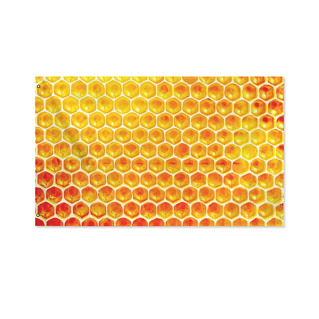 Honey Bee Hive Print Polyester Flag