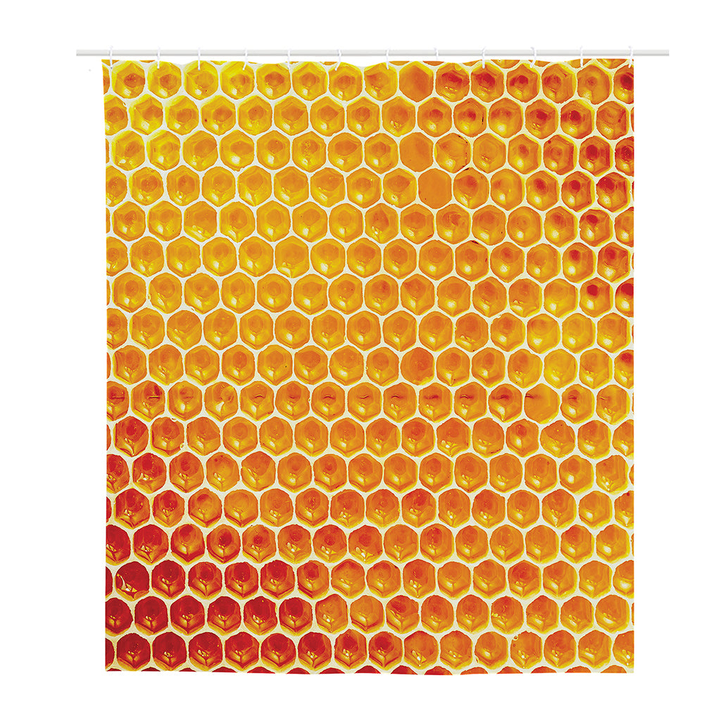 Honey Bee Hive Print Polyester Shower Curtain