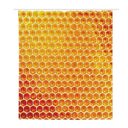 Honey Bee Hive Print Polyester Shower Curtain