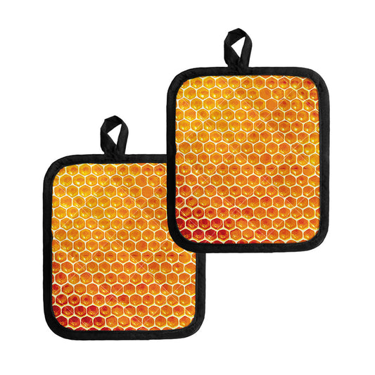 Honey Bee Hive Print Pot Holders