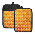 Honey Bee Hive Print Pot Holders With Pocket