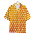 Honey Bee Hive Print Rayon Hawaiian Shirt
