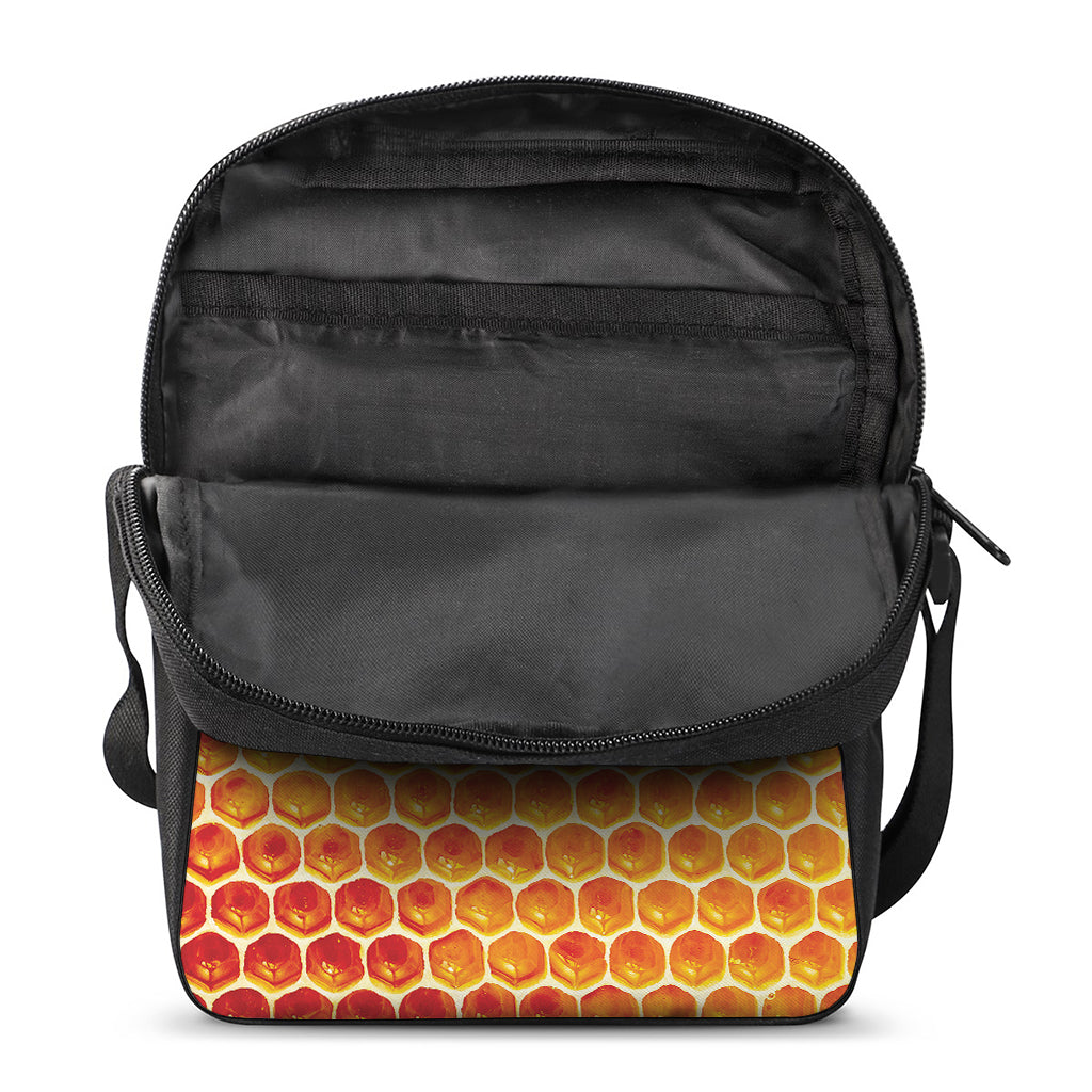 Honey Bee Hive Print Rectangular Crossbody Bag