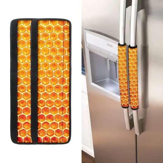 Honey Bee Hive Print Refrigerator Handle Covers