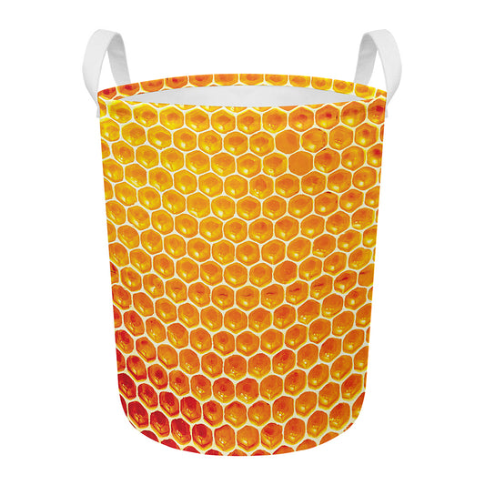 Honey Bee Hive Print Round Laundry Basket
