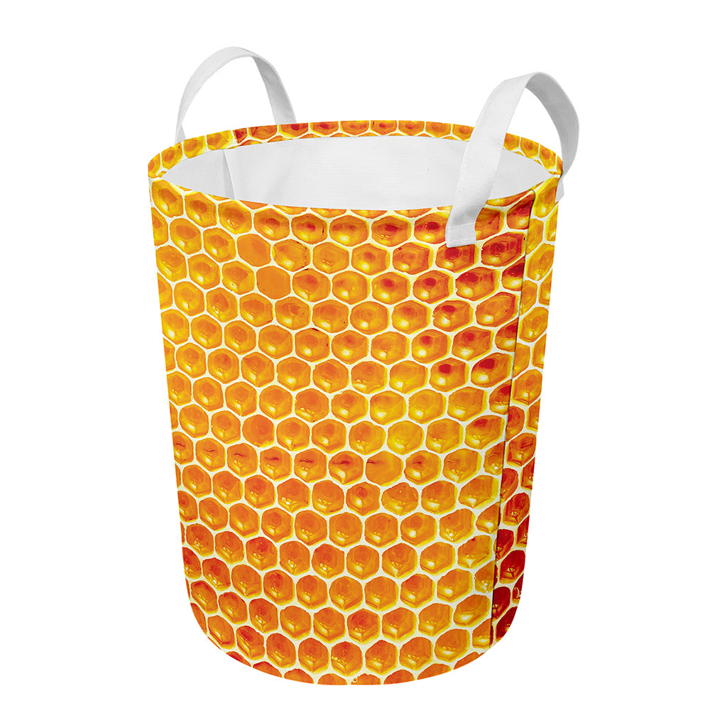 Honey Bee Hive Print Round Laundry Basket