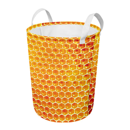 Honey Bee Hive Print Round Laundry Basket