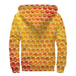 Honey Bee Hive Print Sherpa Lined Zip Up Hoodie