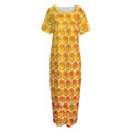 Honey Bee Hive Print Short Sleeve Long Nightdress