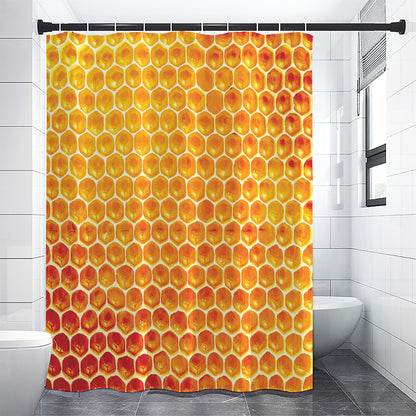 Honey Bee Hive Print Shower Curtain