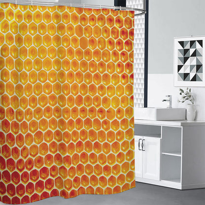 Honey Bee Hive Print Shower Curtain