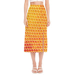 Honey Bee Hive Print Side Slit Midi Skirt