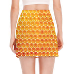 Honey Bee Hive Print Side Slit Mini Skirt