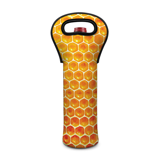 Honey Bee Hive Print Single Neoprene Wine Tote