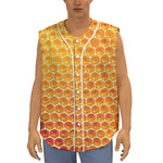 Honey Bee Hive Print Sleeveless Baseball Jersey