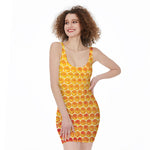 Honey Bee Hive Print Sleeveless Bodycon Dress