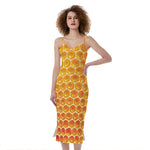 Honey Bee Hive Print Slim Fit Midi Cami Dress
