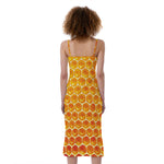 Honey Bee Hive Print Slim Fit Midi Cami Dress