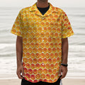 Honey Bee Hive Print Textured Short Sleeve Shirt