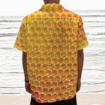Honey Bee Hive Print Textured Short Sleeve Shirt