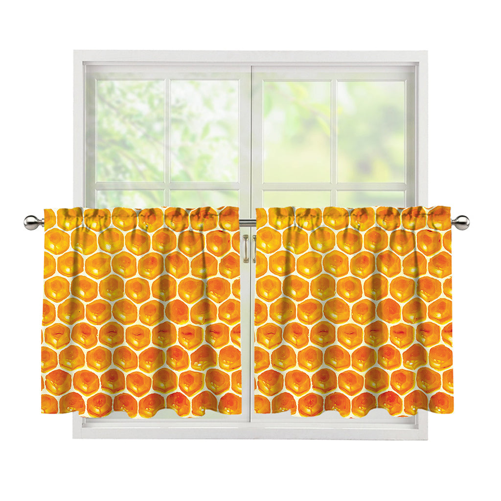 Honey Bee Hive Print Tier Curtains