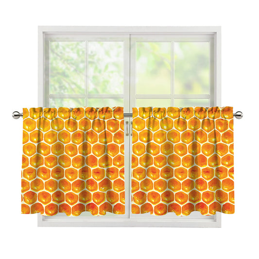Honey Bee Hive Print Tier Curtains
