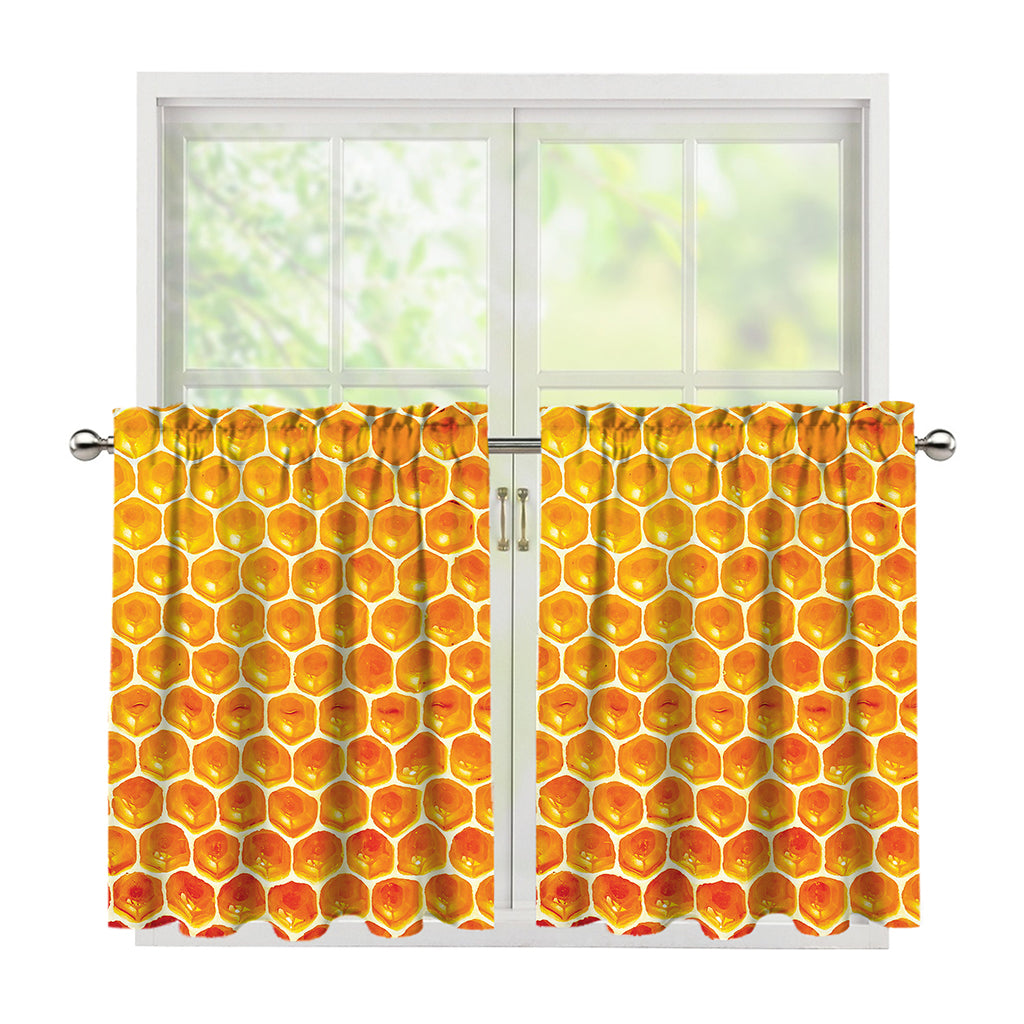 Honey Bee Hive Print Tier Curtains